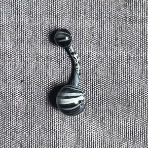 Black/ White Marble Ribbon 14G Belly Button Ring